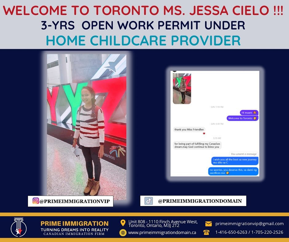 HOME CHILD CARE PROVIDER - 3 YEARS OPEN WORK PERMIT