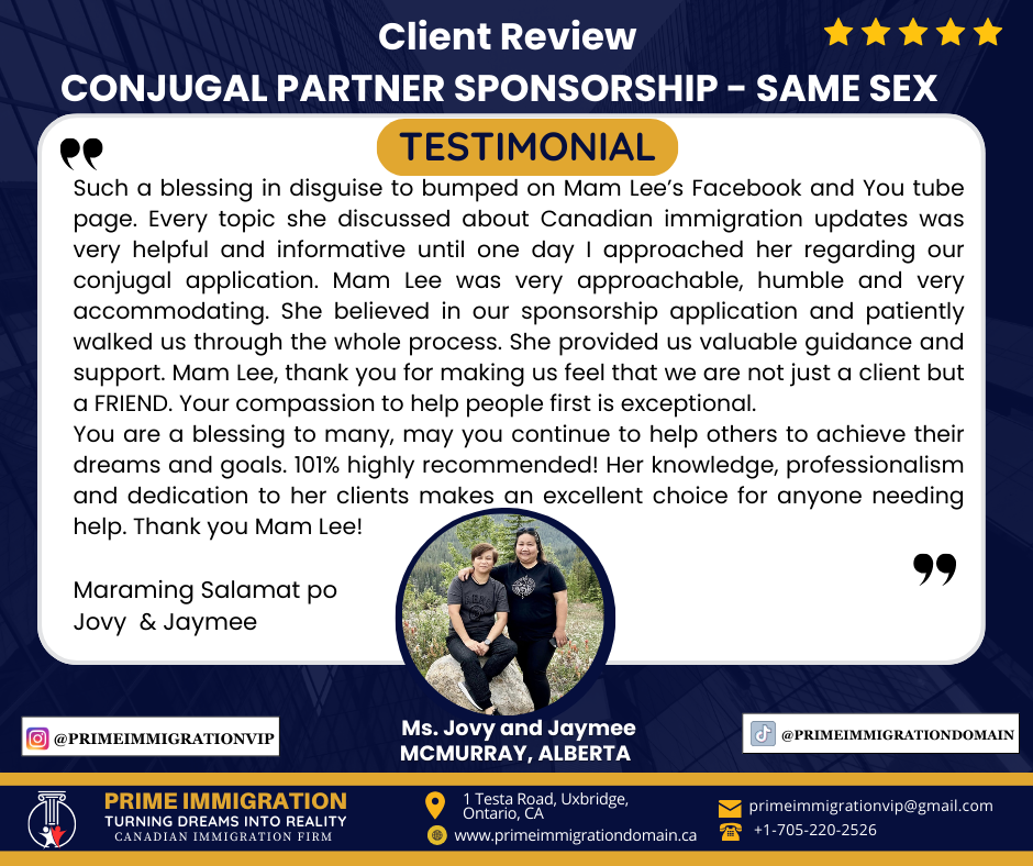 CONJUGAL PARTNER SPONSORSHIP - SAME SEX