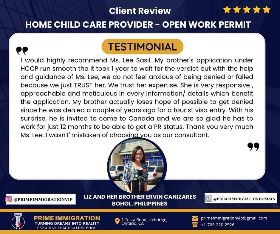 HOME CHILD CARE PROVIDER - OPEN WORK PERMIT