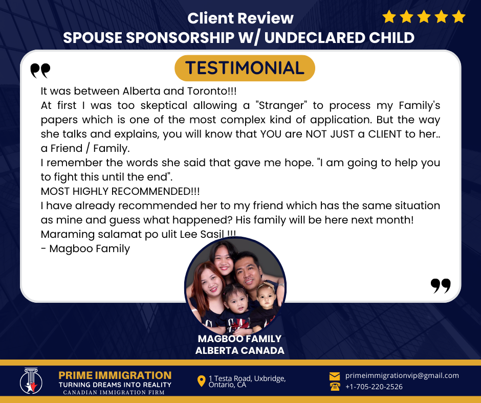 SPOUSE SPONSORSHIP W/ UNDECLARED CHILD