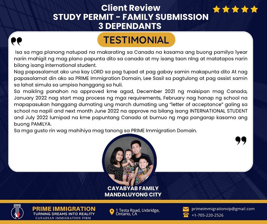 STUDY PERMIT - FAMILY SUBMISSION 3 DEPENDANTS